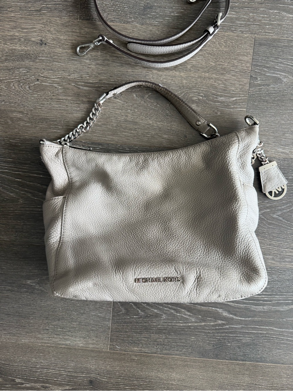 Michael Kors grey Leather purse with silver hardware
